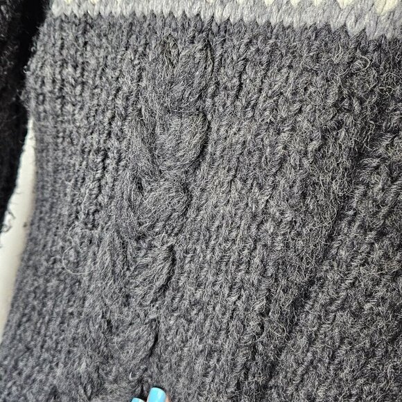 Woolrich Womens Onyx Heather Wool Lambswool Cable Knit Sweater Jacket L Cabin‎ - Picture 10 of 13